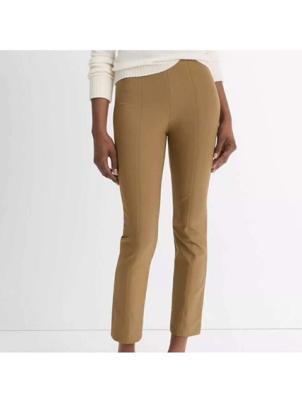 746 NWT Vince Italian Cotton-Blend Stitch-Front Seam Legging Color: oak wood SM